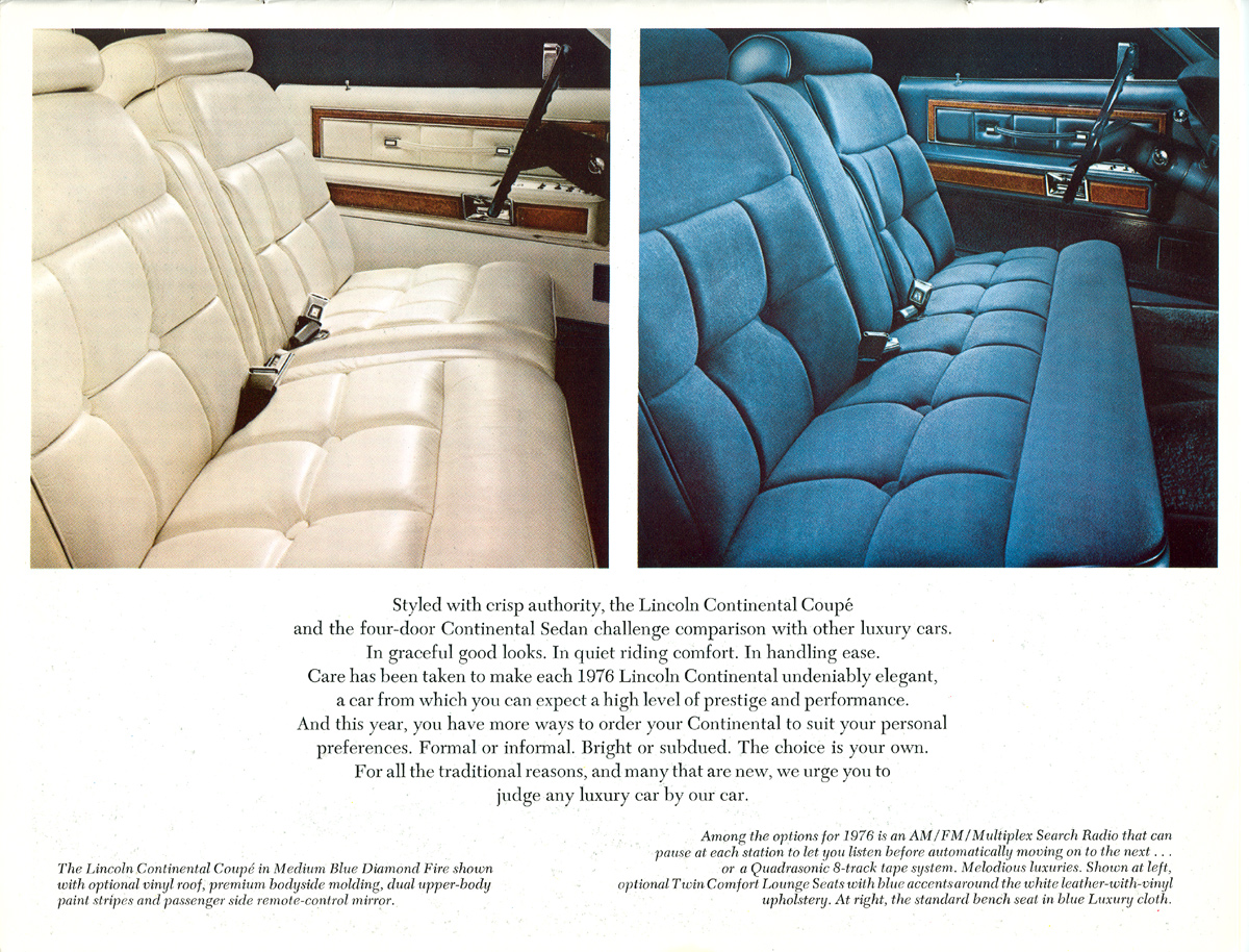1976 Lincoln Continental Brochure Page 2